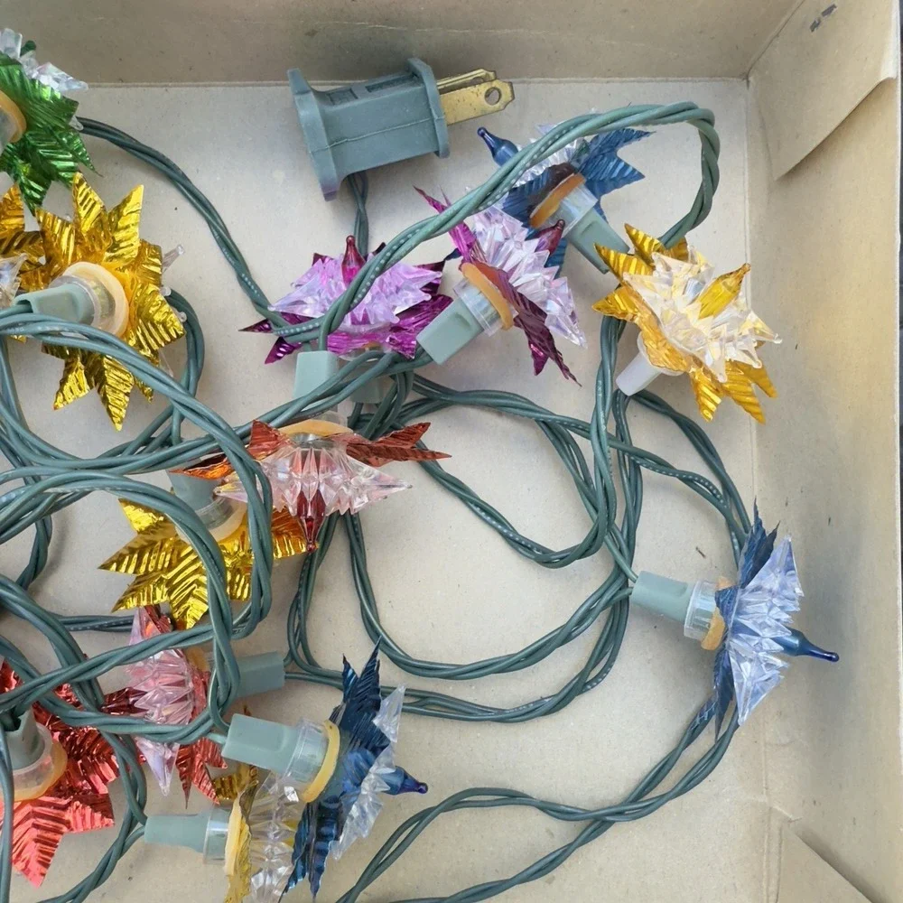 Vtg Aluminum Reflector Star Atomic Starburst Reflector Christmas Light String